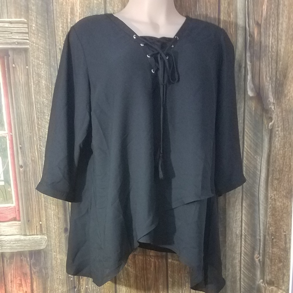 Roz & Ali Women's Black Top Size 3X
